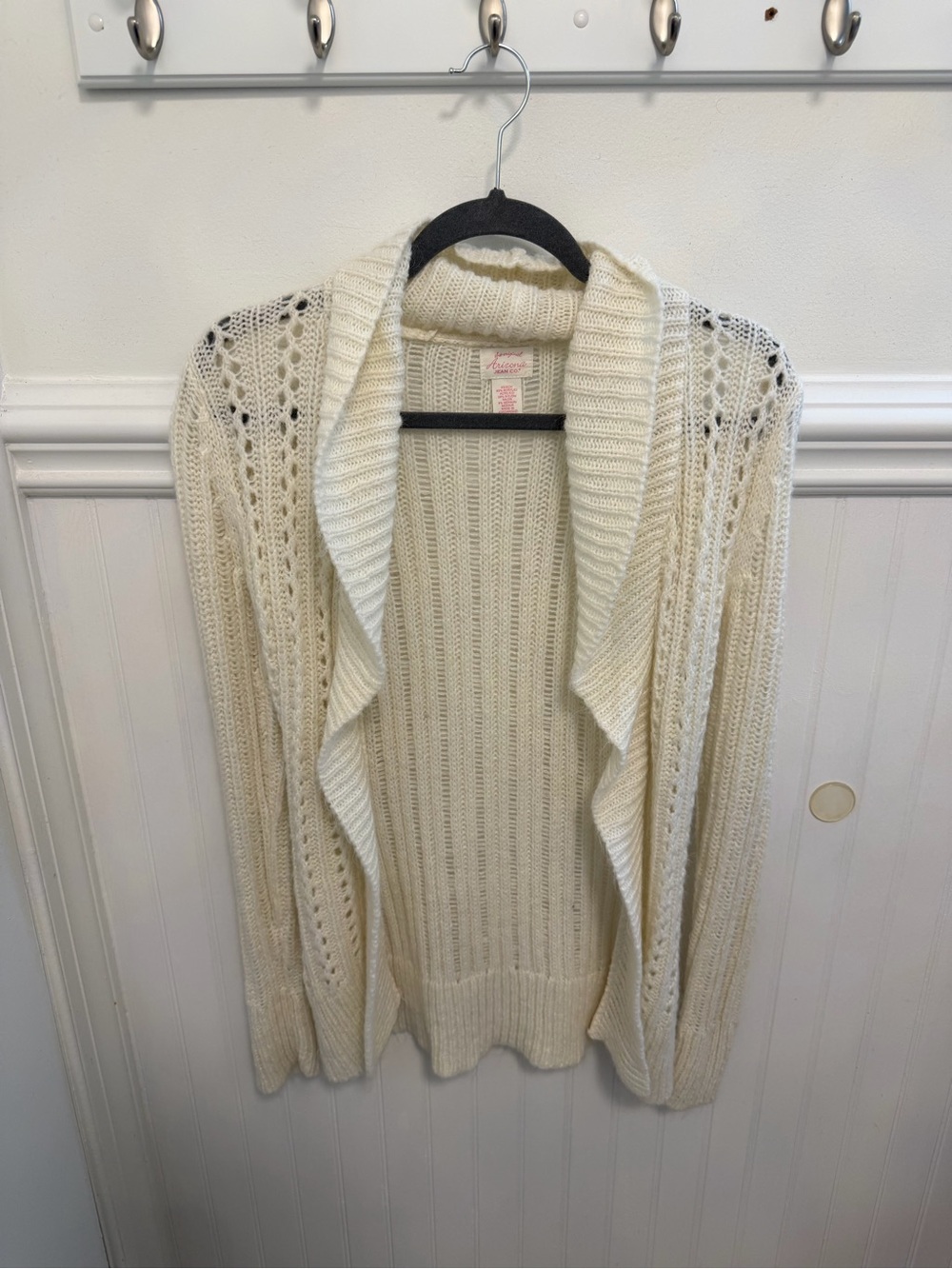 Y2K Arizona Jean Company Open-Front Cream Knit Cardigan